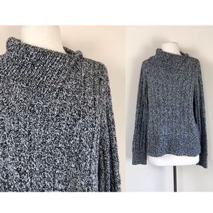 vintage 90s black and white variegated sweater y2k heather jumper grunge hippie